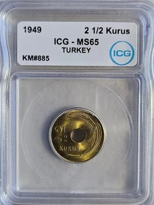 Turkey 2.5 Kurus 1949 ICG MS 65 - Picture 1 of 2