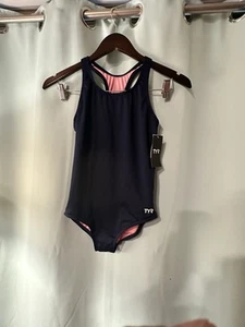 TYR Girls' Standard Durafast Lite Ella Maxfit Swimsuit, Navy XL 14/16 - Picture 1 of 5