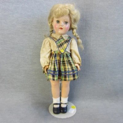 Vintage Ideal Toy Corp TONI Doll in Orig  Plaid Dress 15" USA P-91 - Image 1 of 4