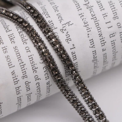1Yard Rhinestone Trim Chain Adhesive Ribbon Handmade Wedding Clothing Dress DIY  - Image 1 of 4