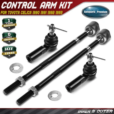 4x Inner & Outer Tie Rod End for Toyota Celica 1990 1991 1992 1993 ES2382 EV286 - Image 1 of 4