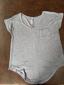 Gr. M POOF T-Shirt blau/grau meliert kurzarm - Bild 1 von 7