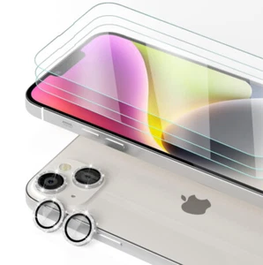 iPhone 14 Glitter Metal Ring Camera Lens Protectors, 3 Pack Screen Protector - Picture 1 of 7
