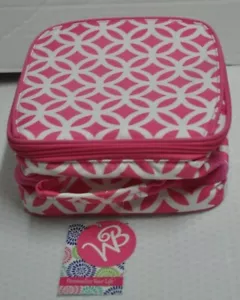Lunch Box Insulated Pink & White Circle Pattern School Lunch Bag 8x4x9 inch - Picture 1 of 4