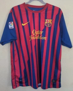 NIKE DRI-FIT AUTHENTIC FC BARCELONA SOCCER JERSEY Men's Sz XL QATAR FOUNDATION - Picture 1 of 5