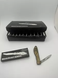 Lot Of 12 SMALL Vintage Parker Cut Co Pocket Knife Brass Nude Lady Figure JAPAN - Picture 1 of 12