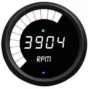 3 3/8" Multi Function Programmable Tachometer White LED Gauge Black Bezel - Bild 1 von 1