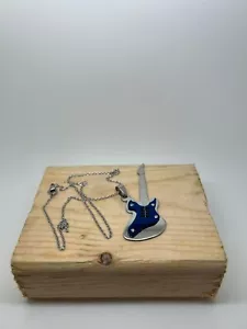 Stainless Steel Trendy Guitar Blue Pendants Necklace - Picture 1 of 6