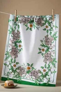 Anthropologie Lou Rota Elefant Geschirrtuch hübsch geblümt Baumwolle NEU - Bild 1 von 2