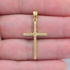 18K Yellow Gold Filled Clear Topaz Sparkling Round Lozenge Cross Pendant Jewelry