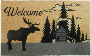 MOOSE LODGE VINYL RÜCKSEITE KOKOS WILLKOMMEN MATTE - 18" x 30" - ELCH FUSSMATTE - Bild 1 von 1