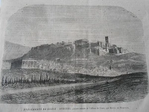 Gravure 1869 - Grèce vue de Athènes - Foto 1 di 1