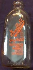 Vintage gebrauchte Goodfield Quart Flasche Hardwick MA schöner Schriftzug #16 - Bild 1 von 6