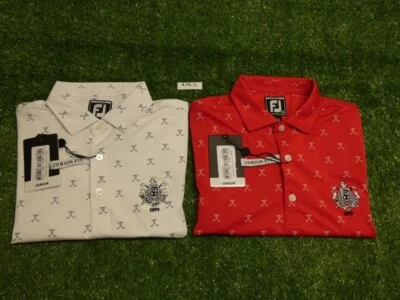 2 Pack FootJoy Youth Junior Self Collar Golf Shirts CC Logo White/Red Small - Image 1 of 4