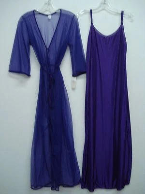 Hecho en EE. UU. Lencería Nancy King Conjunto Largo Peignoir Vestido y Bata Pequeño PÚRPURA #432N Foto 1 de 3