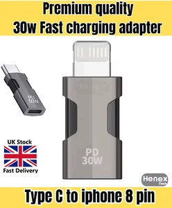 USB Type C Female To iPhone 8 Pin Male Adapter Converter For iPhone iPad iPod UK - Picture 1 of 13