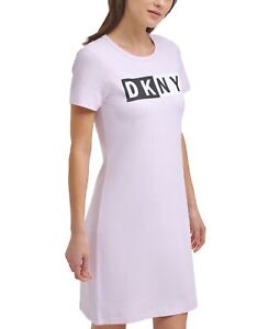 DKNY Womens Activewear Sport Logo T-Shirt Dress,Wildflower,Small