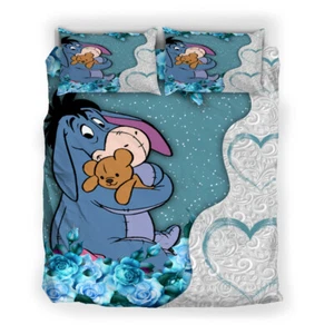 Floral Eeyore Holding His Bear Winnie The Pooh Mother's Day Bedding Set - Picture 1 of 5