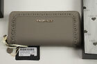 New Twin-Set Women's Grey Faux Pebble Leather Embellished Trim Zip Expand Wallet