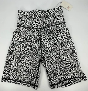 Sz Small Cut The Frills Athletic Shorts Leggings Leopard Print White Black NWT - Picture 1 of 6