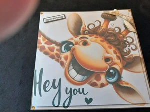 New Handmade Cute Giraffe Themed Birthday Card size 8" X 8" - Picture 1 of 5