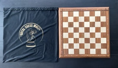 21" Drueke Style Golden Rosewood & Maple Chess Board With Notations- 55 mm squar - Image 1 of 3