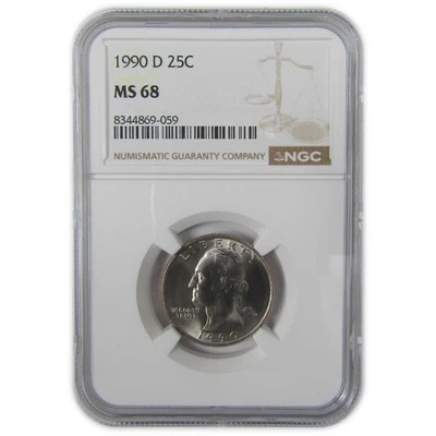 1990 D Washington Quarter MS 68 NGC Clad Uncirculated SKU:I23351 - Image 1 of 4