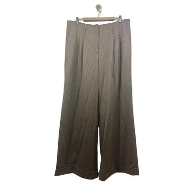 MAGASCHONI COLLECTION Pantalón Mujer 16 Marrón Gris Espiga Pierna Ancha Foto 1 de 4