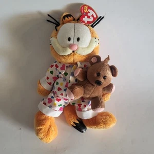 Ty GOODNIGHT GARFIELD im Pyjama mit POOKY BEAR Beanie Baby Plüsch 9 Zoll NEU - Bild 1 von 6