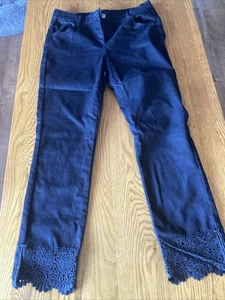 Kaleidoscope Black Jeans Ankle Grazer Lace Bottom Size 12 - Picture 1 of 3
