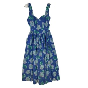 Vintage Laura Ashley Dress Womens US 10/12 Blue Floral Cottagecore Romantic 80s - Picture 1 of 12