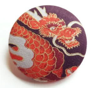 Extra Large 2001 Helen Darner Dragon Picture Fabric Studio Button ~ 1-7/8" 47mm - Picture 1 of 4