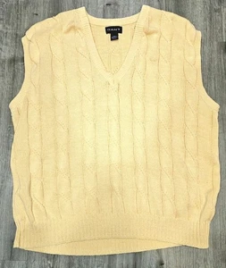 Vintage GANT 2XLT 2XL groß Baumwolle Zopfmuster Pullover Weste creme gelb USA adrett - Bild 1 von 11