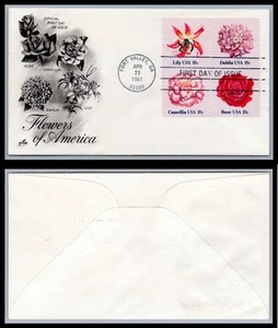 US FDC # 1876-1879 18c Flowers of America  ArtCraft block L.Cancel 1981, 9Q983 - Picture 1 of 1