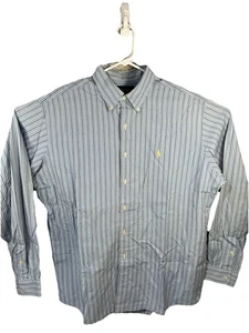 Ralph Lauren Custom Fit Hemd Herren XL Button Down LS blau vertikale Streifen - Bild 1 von 5