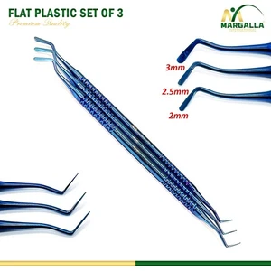 Set of 3 Dental Flat Plastic Filling Instruments Composite Titanium Blue Coated - Picture 1 of 3