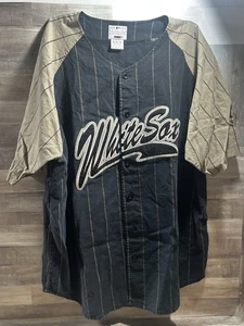 Vintage Puma Chicago White Sox Trikot XL schwarz hellbraun Nadelstreifen MLB Original Merch - Bild 1 von 7