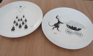 Dubout Cats China Dinner Plate x 2 Diameter 28 cm - Picture 1 of 4