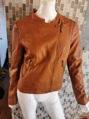 Chaqueta Jou Jou Imitación Cuero Juniors Grande Moto Nogal Marrón Vegano Motociclista Foto 1 de 4