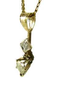 .36CT Diamond Pear-shaped Round JVS1 Slider Pendant 14K Yellow Whte gold Vintage - Picture 1 of 13