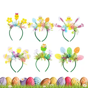 Easter Headband Hair Band 6 Pieces Hair Hoop Bunny Egg Chicken Hair Bands - Picture 1 of 8