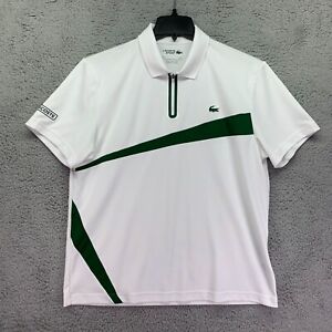 Lacoste Sport Polo Shirt Mens XL FR 6 White Green Ultra Dry