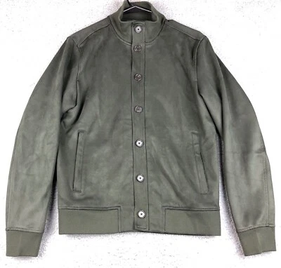 Jaqueta feminina de camurça sintética vegana Banana Republic tamanho pequeno verde com botões - Imagem 1 de 4