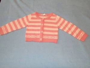 Pumpkin Patch Cute Little Girls Pink Striped Cardigan, Size 24 Months - Picture 1 of 3