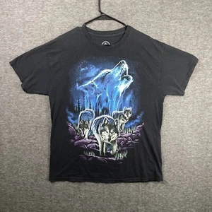 Three Wolves Graphic Blue/Purple Black Large Shirt DOM Retro - Picture 1 of 6