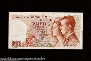 BELGIUM 50 FRANCS P-139 1966 Replacement KING QUEEN EURO MONEY BILL BANK NOTE - Picture 1 of 1