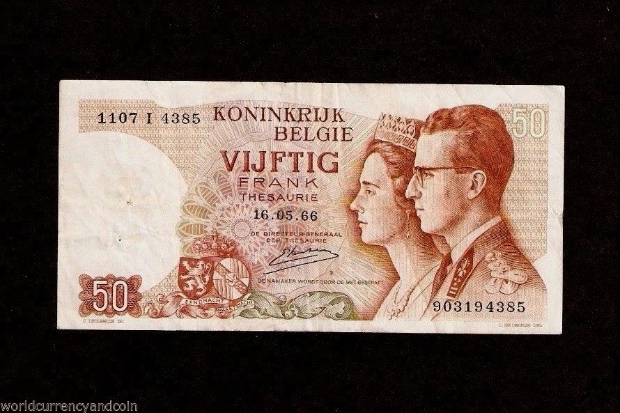 BELGIUM 50 FRANCS P-139 1966 Replacement  KING QUEEN EURO MONEY BILL BANK NOTE - Image 1 of 1