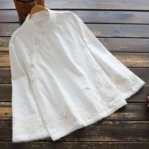 Blusa Cuello Retro Tops Damas Floral Bordado - Imagen 1 de 9