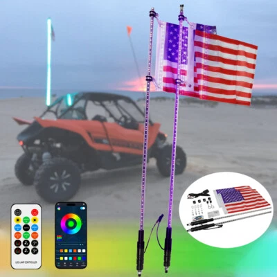 Par de antenas de luces LED látigo RGB de 4 pies para CF-MOTO CFORCE 400 UFORCE 800 1000 Foto 1 de 4