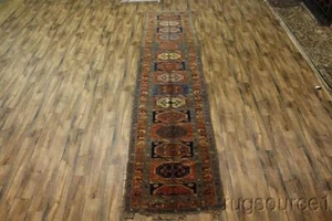 Pre-1900 Antique Caucasian Vegetable Dye Runner Russian Rug Handmade Carpet 4x16 - Picture 1 of 17